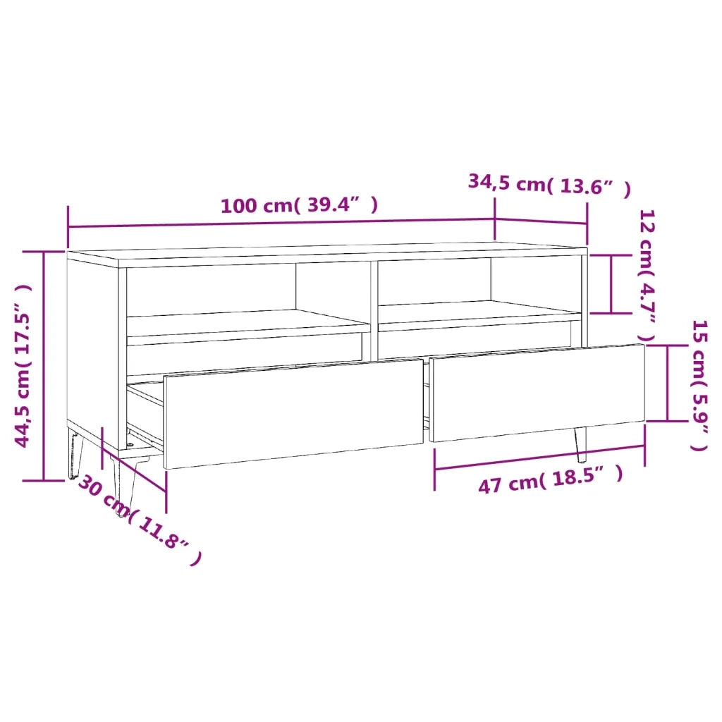 Mobile TV Rovere Sonoma 100x34,5x44,5 cm in Legno Multistrato 831904