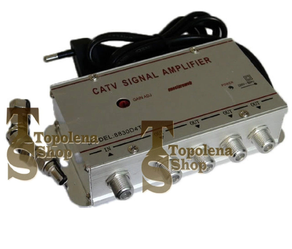 AMPLIFICATORE SDOPPIATORE SEGNALE TV VIDEO SEGNALE ANTENNA IN-OUT DA 1 A 4 CATV