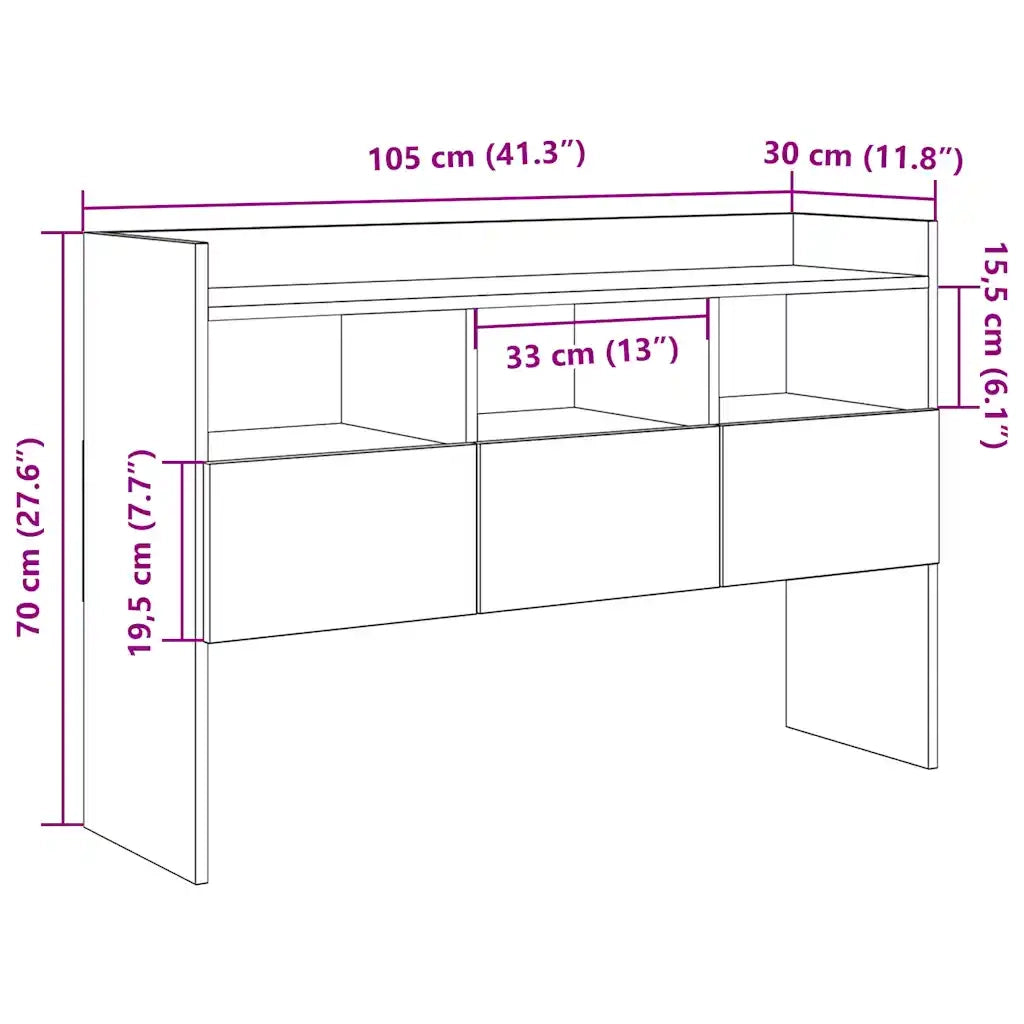Credenza Rovere Artigianale 105x30x70 cm in Legno Multistrato 856635