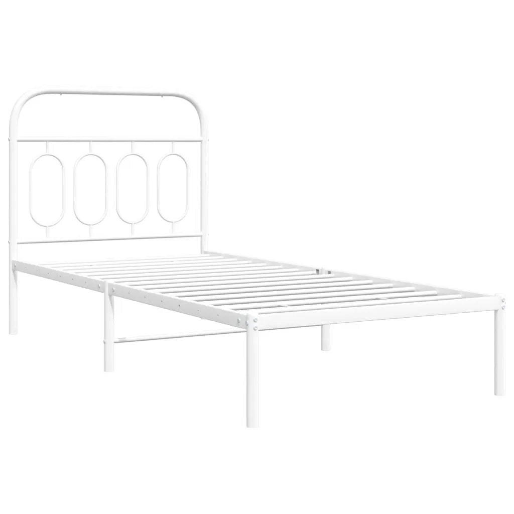Giroletto con Testiera Metallo Bianco 90x190 cm 377158