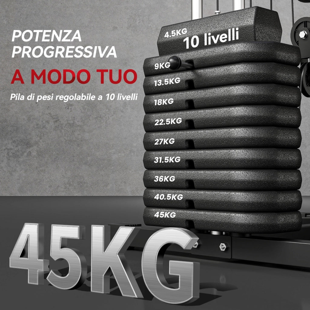 Torre per Palestra Multifunzione con Panca e Pesi ¨C zephmum ¨C 135x103x210cm