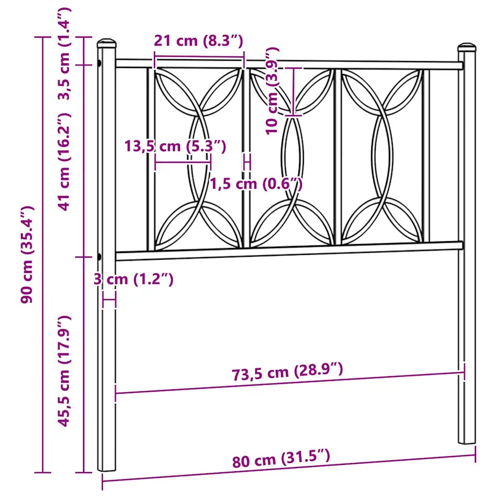 Testiera in Metallo Bianco 75 cm