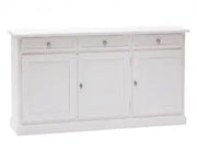 Credenza madia buffet Shabby chic 3 ante mod Martini bianca con ferramenta argento anticato