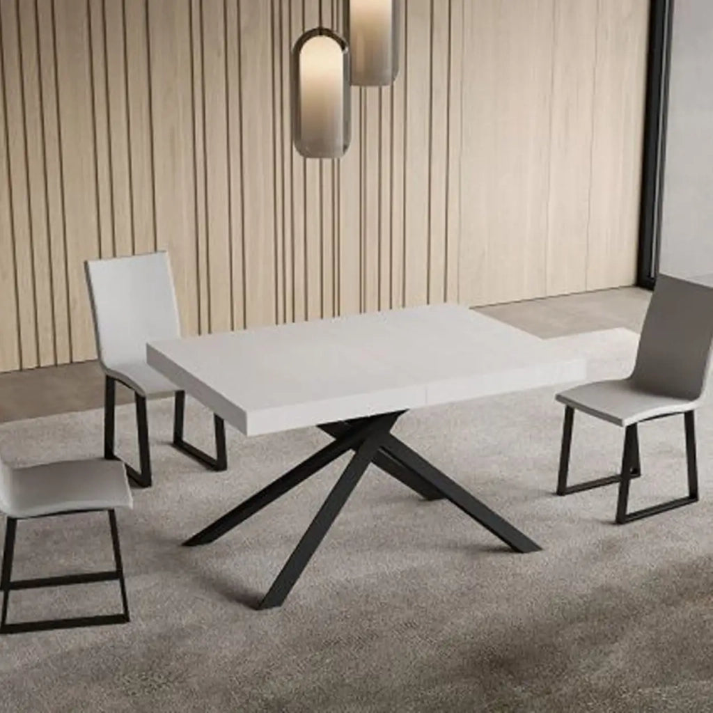 Tavolo allungabile 120/224x90 cm Niket colore bianco frassino gambe antracite