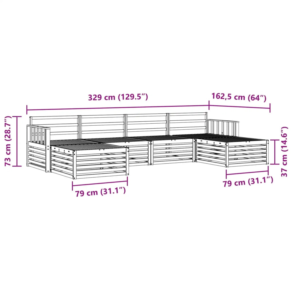 Set divani 6 pcs Naturale Legno di Acacia Massello
