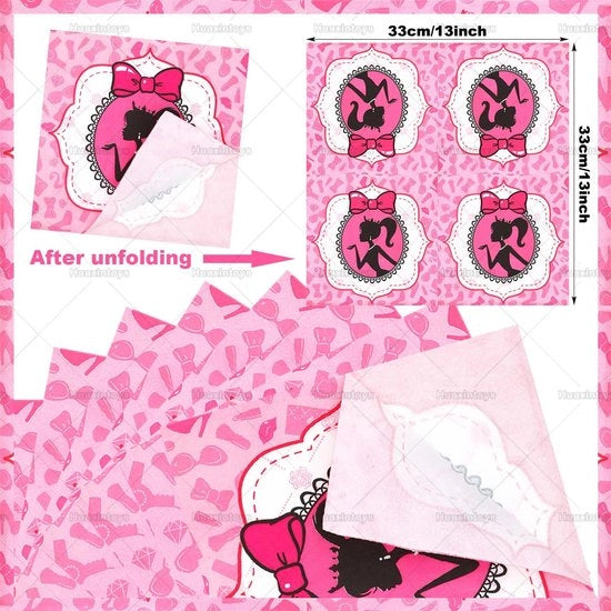 Set di decorazioni per festa rosa - Decorazione festiva per ragazze - 16 pezzi - Rosa