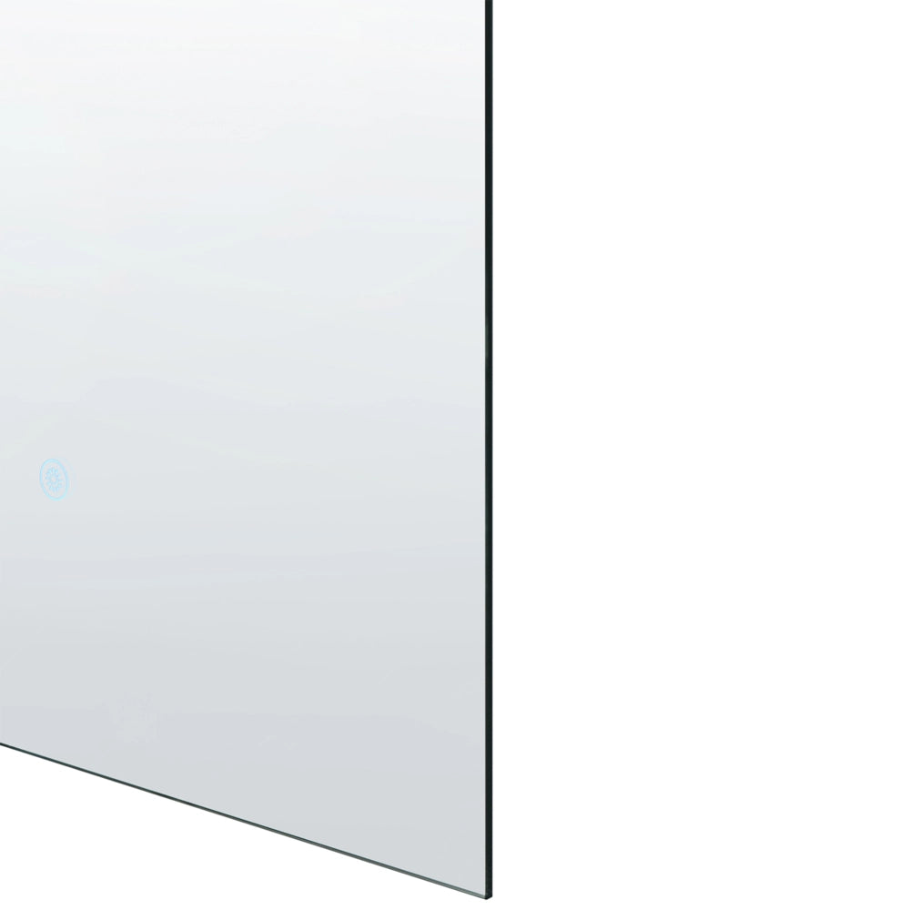 Specchio rettangolare da parete a sospensione con illuminazione a LED per camera da letto e bagno, 50 x 100 cm, argento