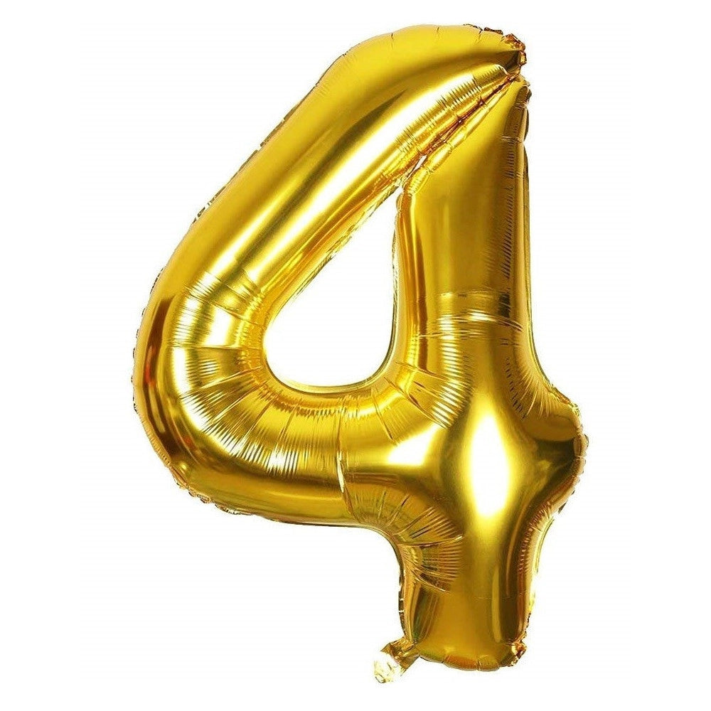 Trade Shop - Palloncino Numero 4 Oro 35cm Elio Decorazione Compleanno Party Festa -