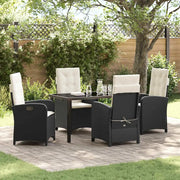 Set da Pranzo per Giardino con cuscino 5 pcs Nero polyrattan 3380255