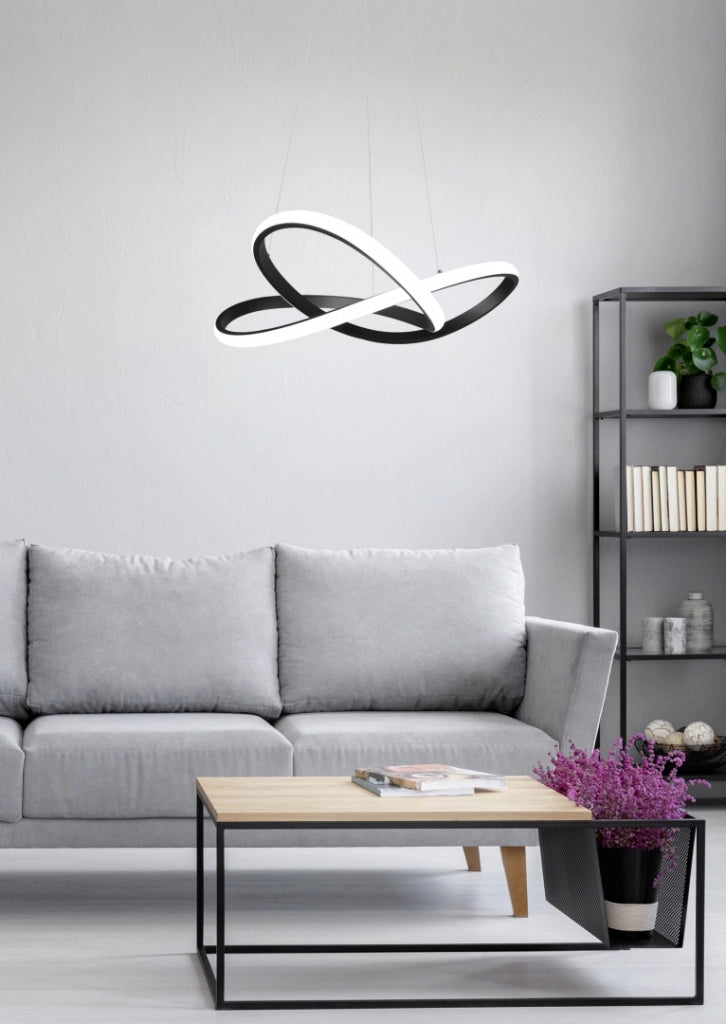 Lampada a sospensione LED cerchio, metallo, antracite, D 60 cm, Course