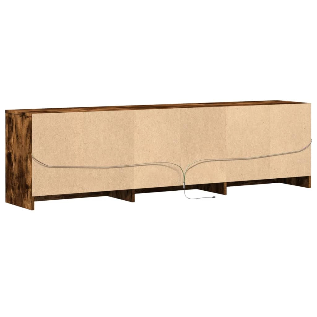 Mobile TV multimediale mensola TV credenza mobile TV per sala da pranzo soggiorno camera da letto con illuminazione a LED rovere affumicato 180 x 34 x 50 cm legno ingegnerizzato marrone 02_0026478