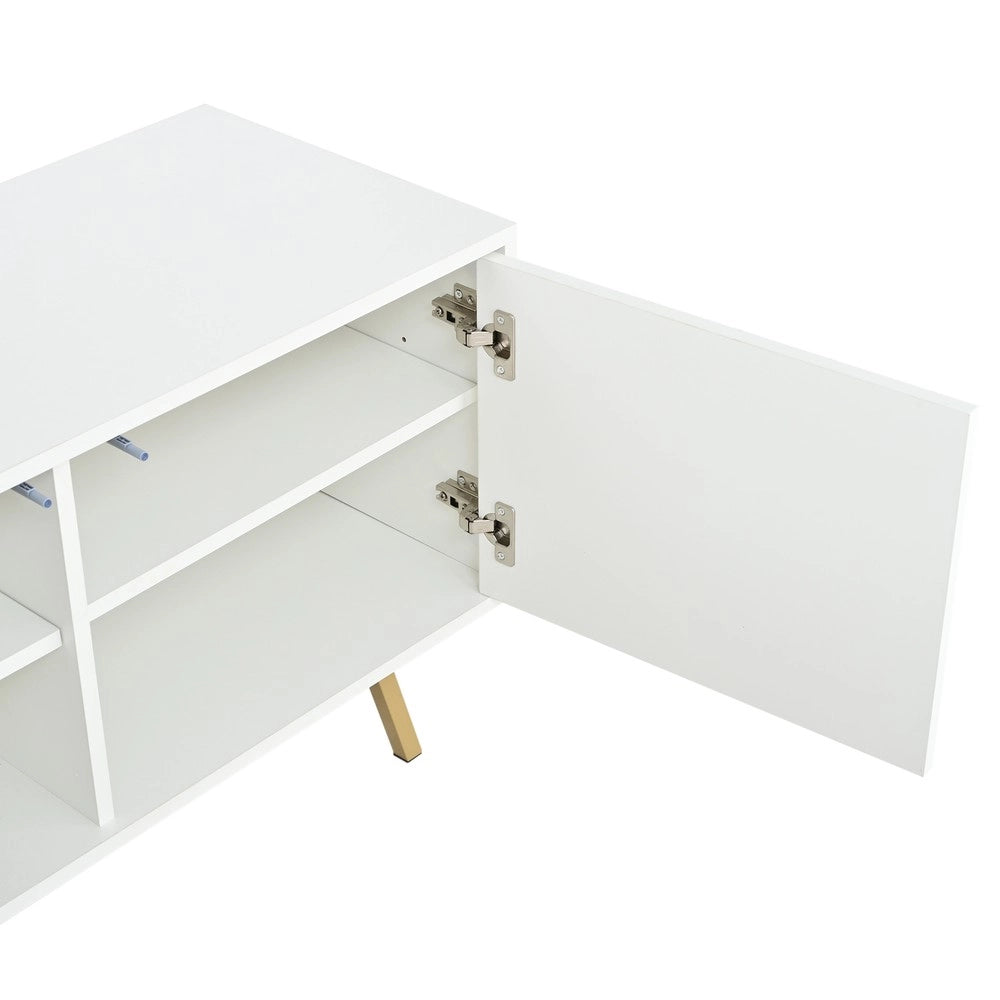 Mobile TV Soggiorno con Ante ¨C Xylo ¨C Bianco/Oro, 190x40x51,5 cm