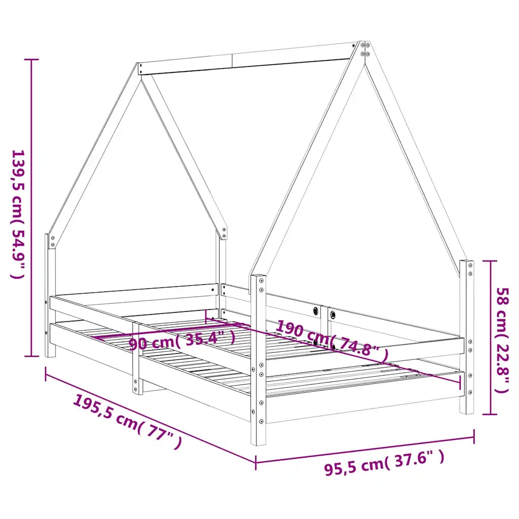 Giroletto per Bambini | Letto Infantile | Lettino 90x190 cm in Legno Massello di Pino