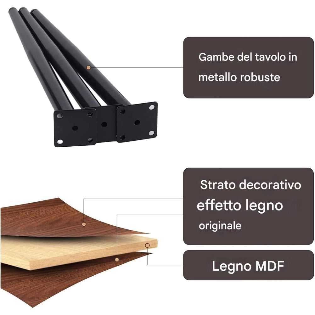 Set 2 Tavolini da Caffè Tondi Noce Design Industrial Tavoli da Soggiorno Rotondi