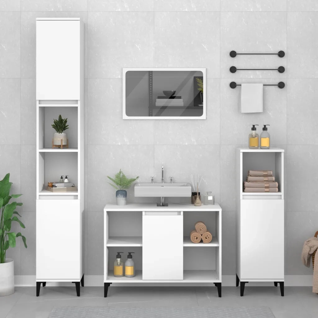 Mobile Lavabo Bianco 80x33x60 cm in Legno Multistrato 821292