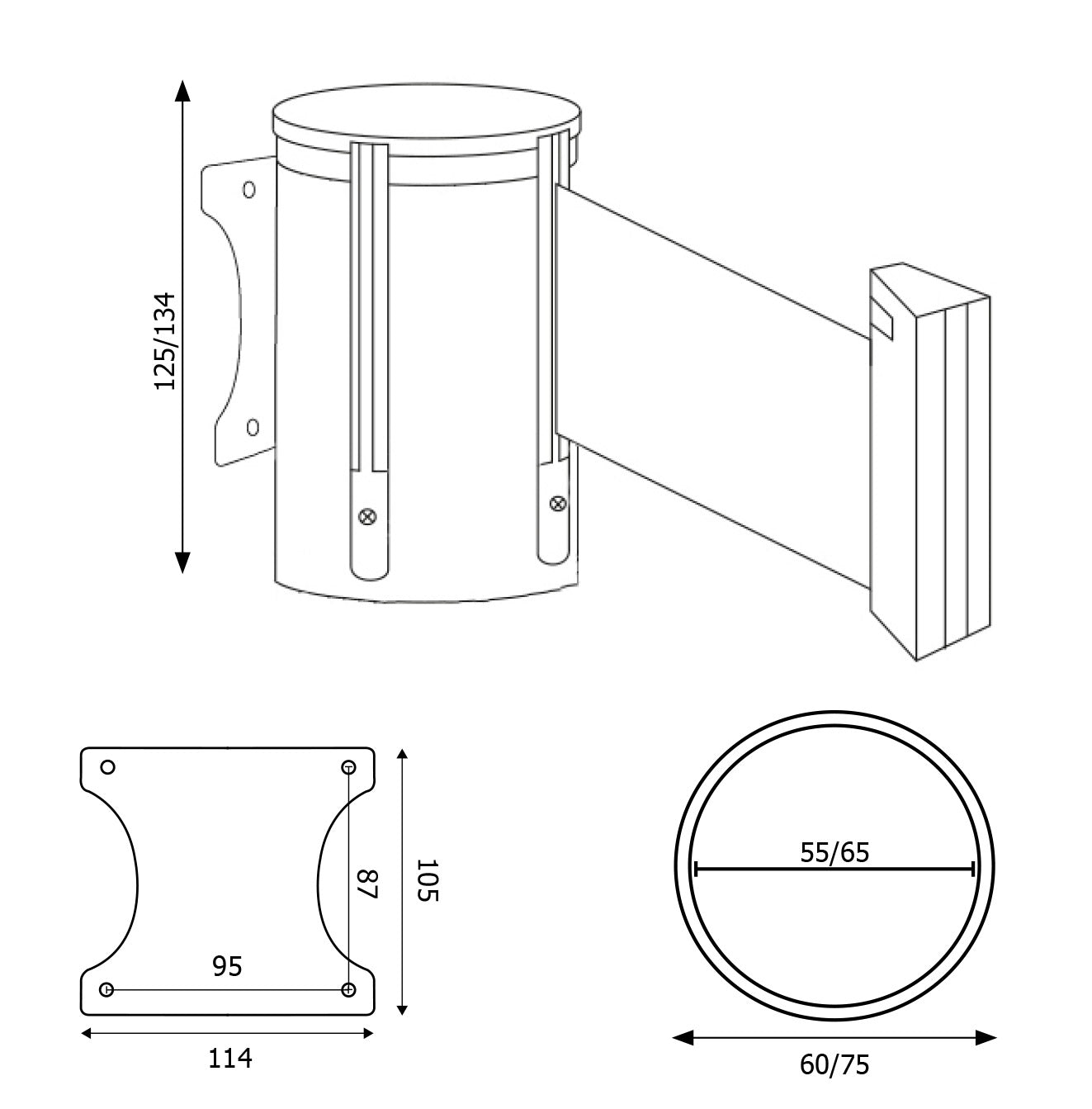Tendinastro da Parete 3 metri 6x12,5 cm Nastro Nero