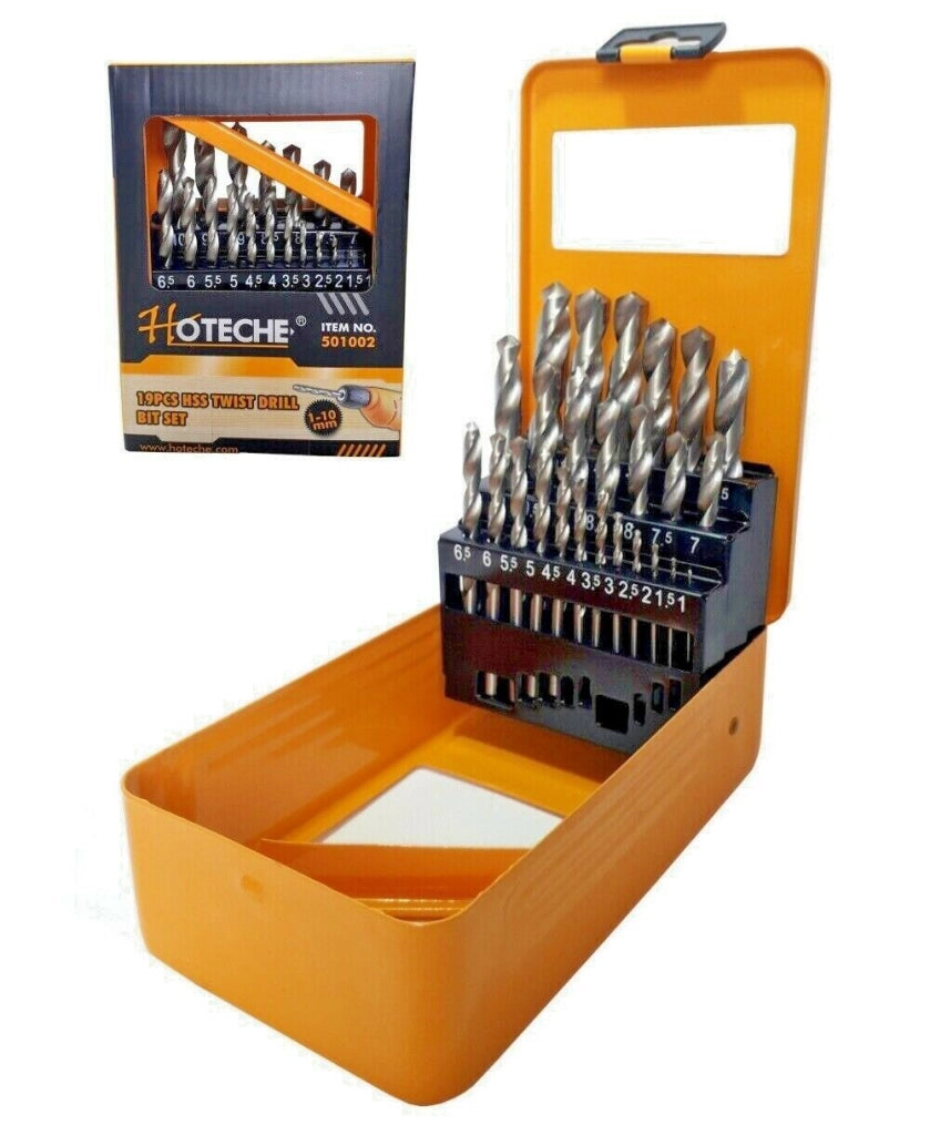 Set 19 punte per trapano HSS elicoidali ferro misure da 1 a 10mm Art. 501002