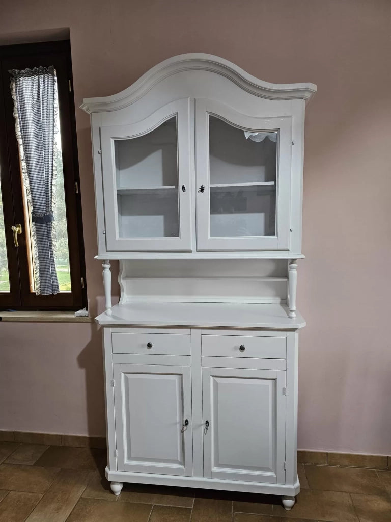 Cristalliera in legno 4 porte bianca shabby chic 104x43x215 (1509) - Mobili 2G
