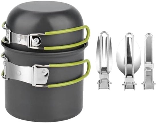 Set da Campeggio - 2 Pannelli in Alluminio, Set di Cucina da Viaggio, Borsa da Trasporto - Ideale per Campeggi, Picnic e Attività Outdoor
