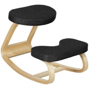 Sedia Inginocchiatoio con Movimento a Dondolo, in Tessuto Effetto Lino e Legno di Betulla, 50x73x55 cm, Nero