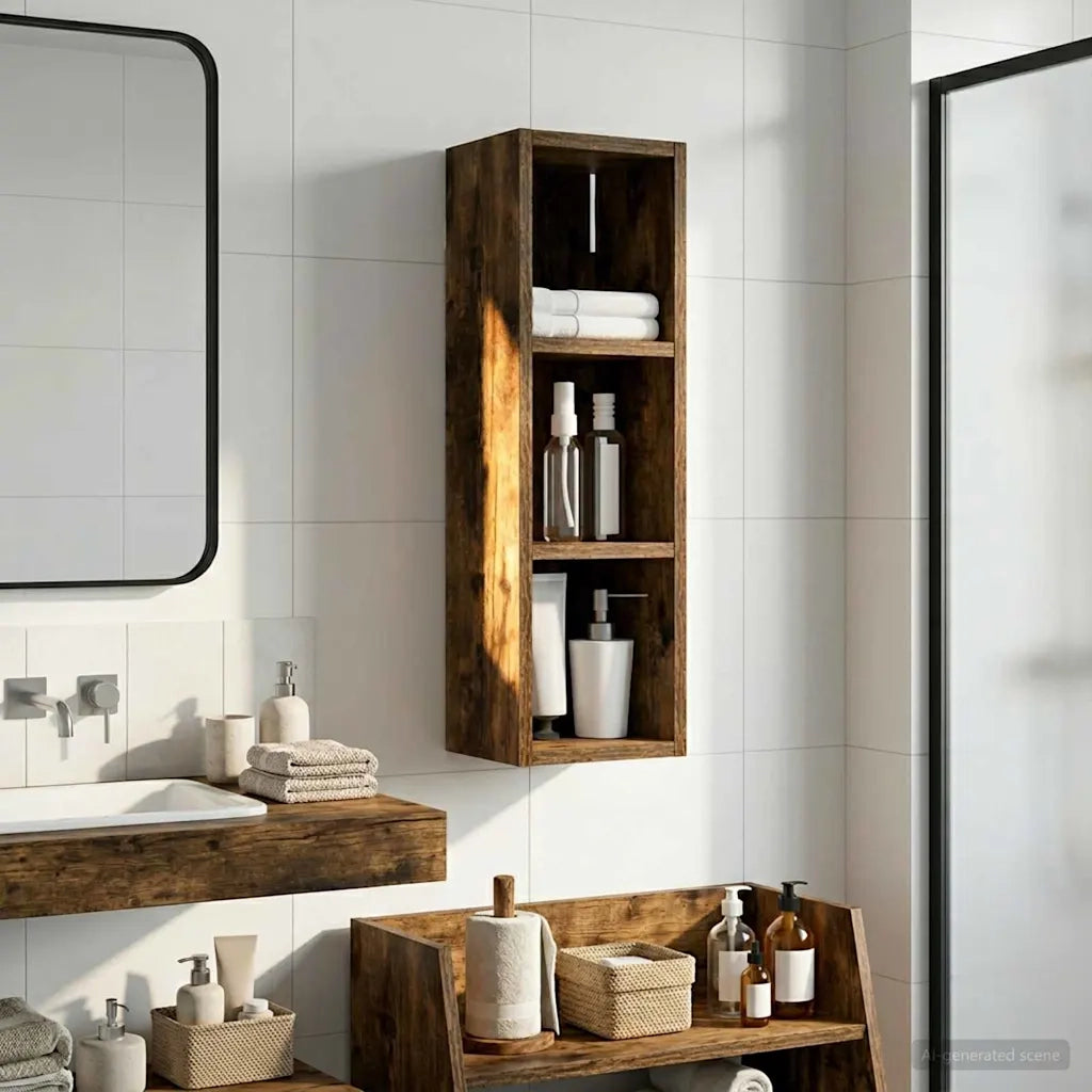 Armadio da bagno a muro Quercia Affumicata 20 x 16 x 62,5 cm 889307