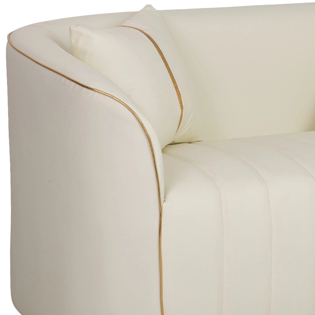 Divano in ecopelle beige 137x72x76h cm