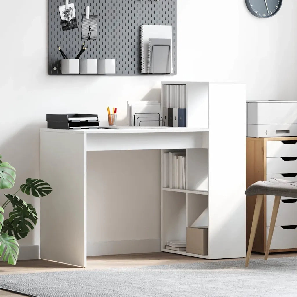 Scrivania | Tavolo da Ufficio Bianco 108 x 55 x 103.5 cm Legno multistrato
