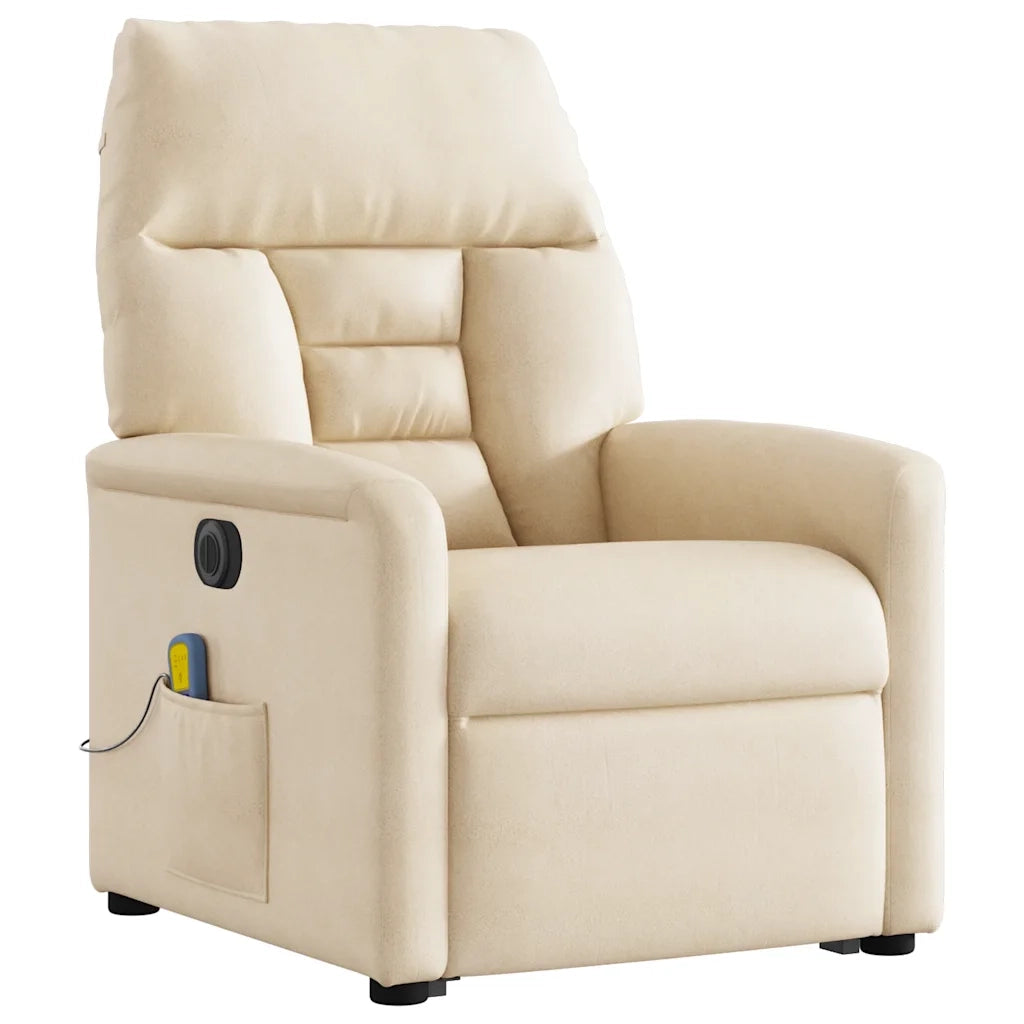 Poltrona a Rialzo Reclinabile Massaggiante Beige in Microfibra 3303113