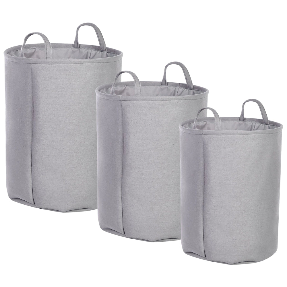 Set di 3 ceste portaoggetti in cotone bianco con copertura a coulisse Cestino per la biancheria Accessori pratici