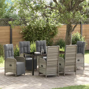 Set da Pranzo per Giardino con cuscino 7 pcs Grigio polyrattan
