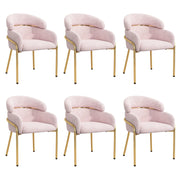 Sedia da pranzo in velluto con design ergonomico e 4 gambe in metallo - rosa