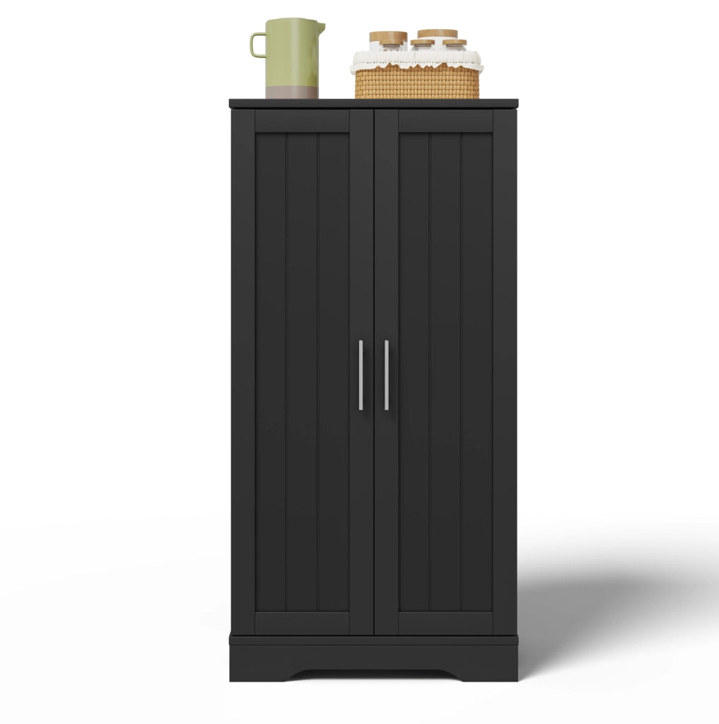 Credenza alta moderna 120 x 60 x 40 cm in MDF nero con illuminazione LED e ripiani regolabili