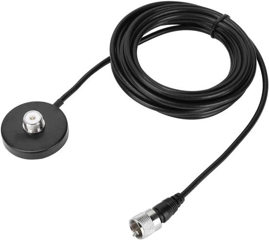 Antenna Radio per Auto - Base Magnetica per Montaggio con Sostegno - Connesione Cavo - Cavo Coassiale da 5 Metri