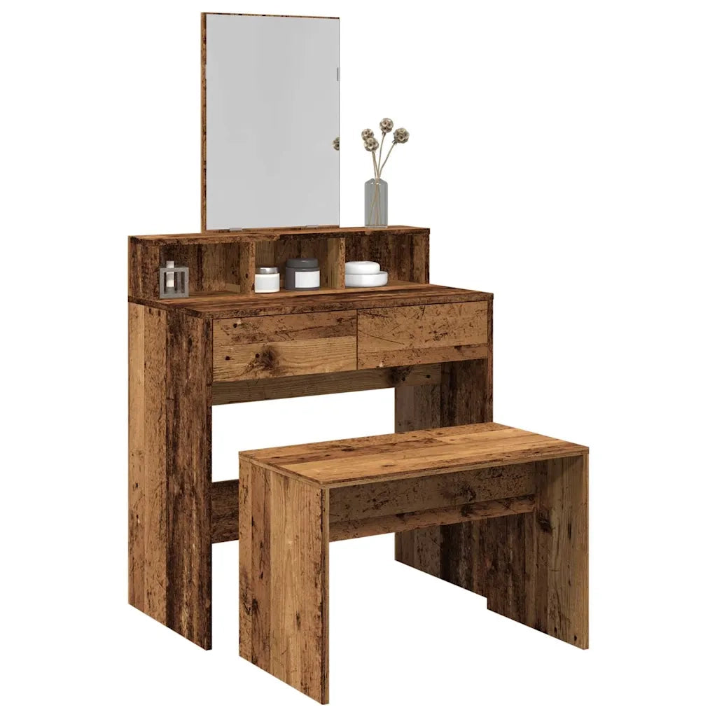 Sgabello da Toeletta Legno Vecchio 70x35x45cm Legno Multistrato 857041