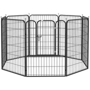 Recinto per Cani 8 Pannelli con Porta ¨C zephmum ¨C Nero 80x100 cm