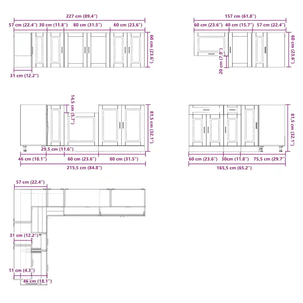 Set Mobili da Cucina 11 pz Porto Rovere Sonoma in Truciolato 3314904