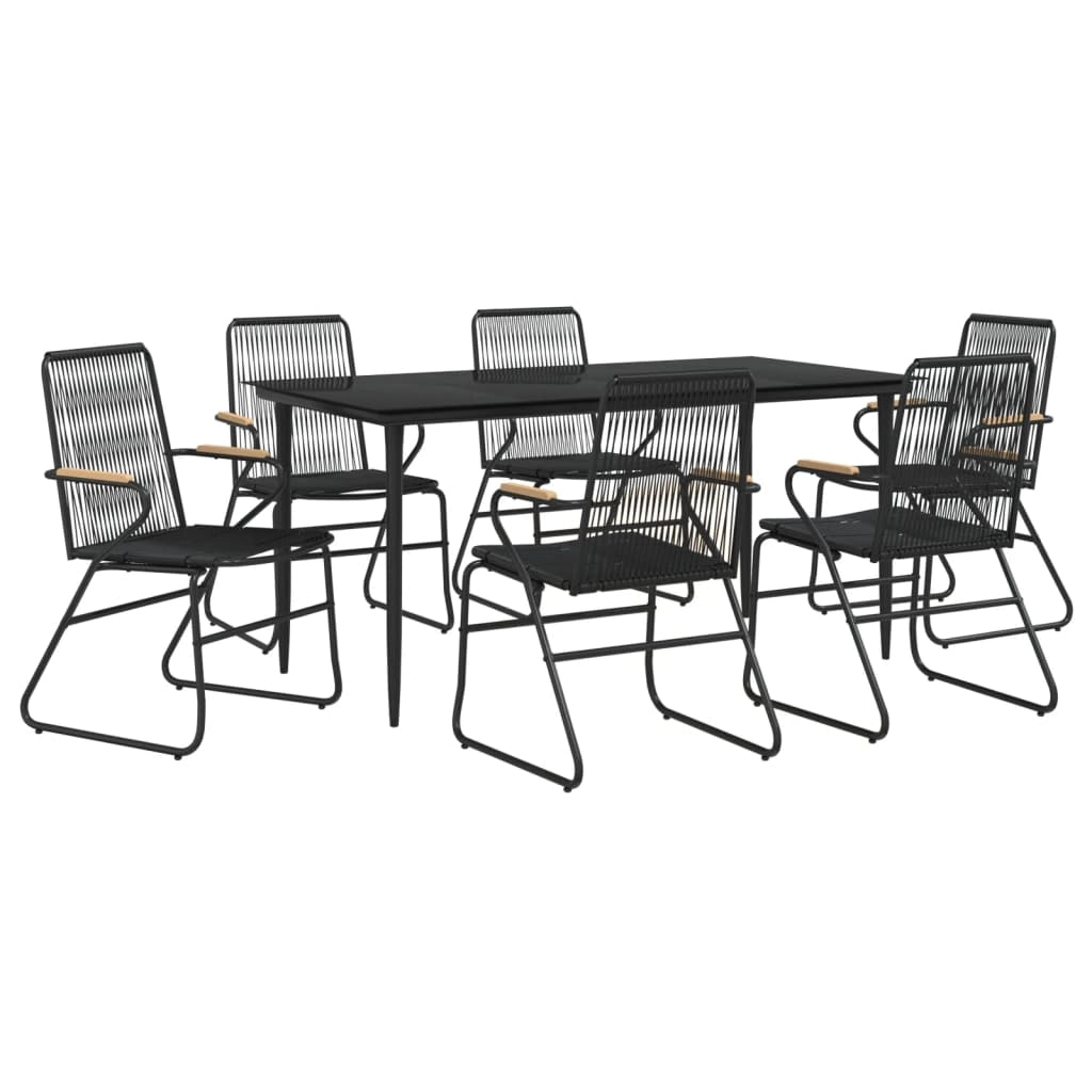 Set da pranzo da esterno 7 pezzi mobili in rattan nero e PVC 02_0014374