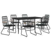 Set da pranzo da esterno 7 pezzi mobili in rattan nero e PVC 02_0014374