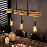 Lampada a sospensione ZMH retr¨° legno trave diametro 61 cm 3 attacchi E27 altezza regolabile potenza 25W