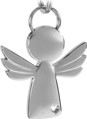 Angelo Protettore per Chiave con Cerchio - Angelo Porta Chiavi per Uomo Donna - Regalo Portafortuna in Metallo (Argento Lucido)