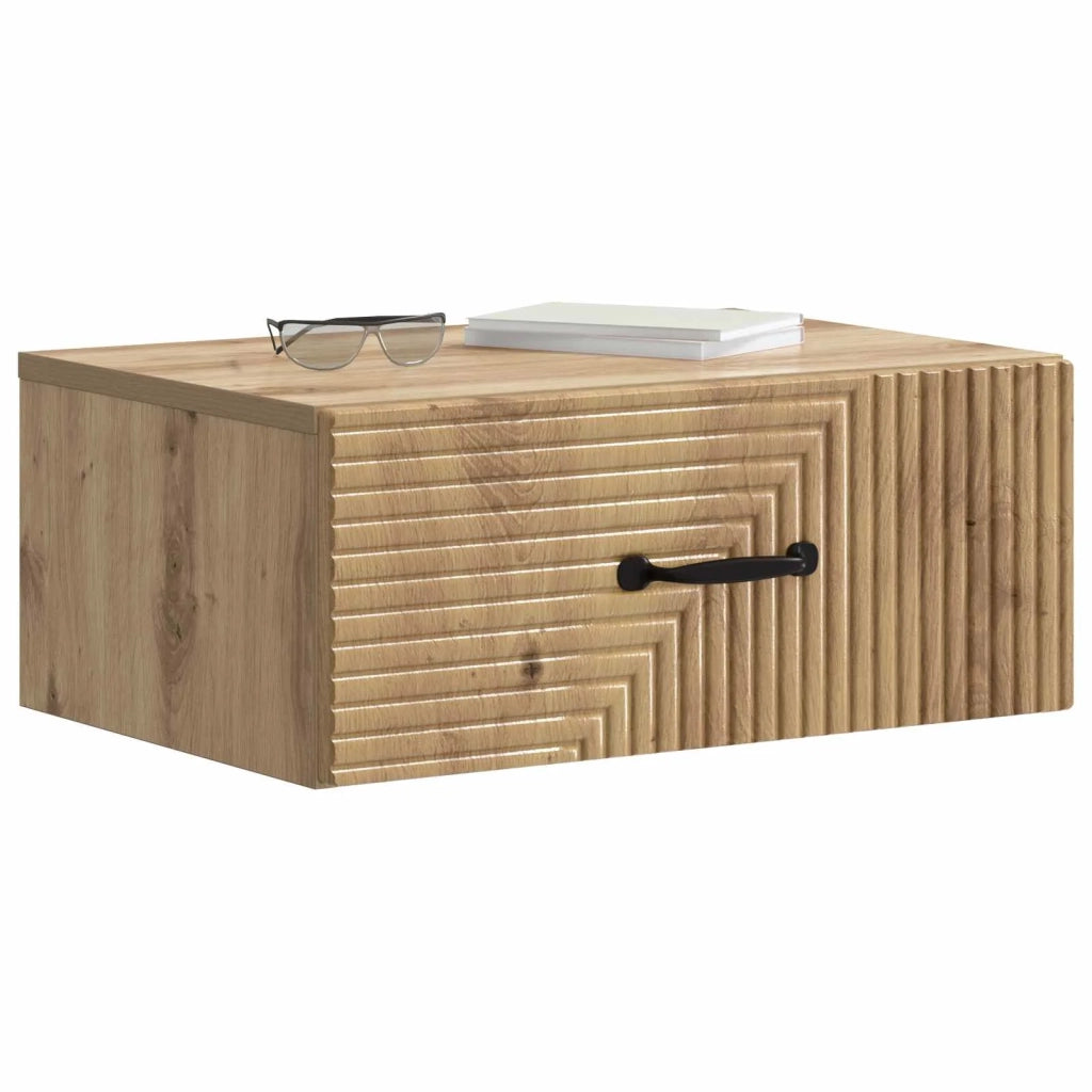 Mobiletto da notte a muro con cassetto 2 pcs Rovere Artigianale