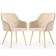 Set di 2 Sedie in velluto liscio ESTELLE Beige gambe oro