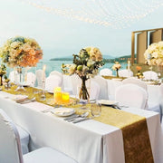 Decorazione di tavola luccicante dorata per matrimonio, festival e Capodanno