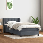 Giroletto a Molle con Materasso Grigio Scuro 90x220 cm Velluto