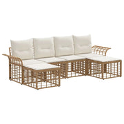 Set di divani da esterno 6 pz | Set Salotto da Giardino Naturale e Bianco Crema