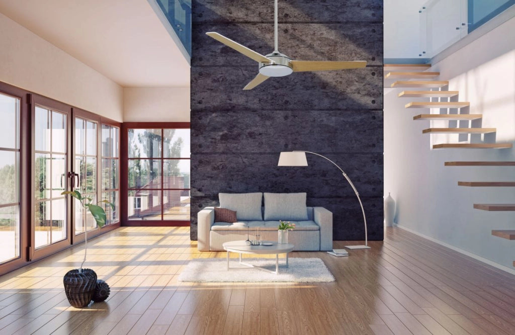 Vam Ventilatore da soffitto cromato 132 cm con regolatore da parete a 4 velocità