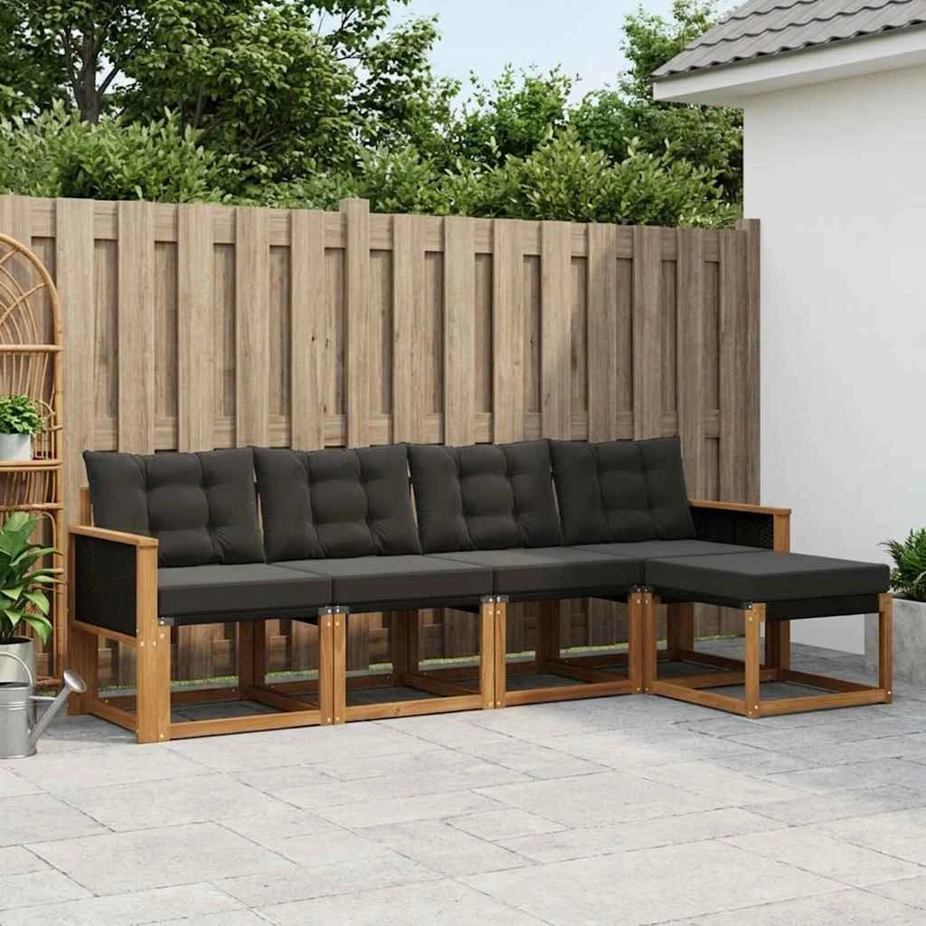 Set di divani da esterno 5 pz Naturale e Nero 3381880