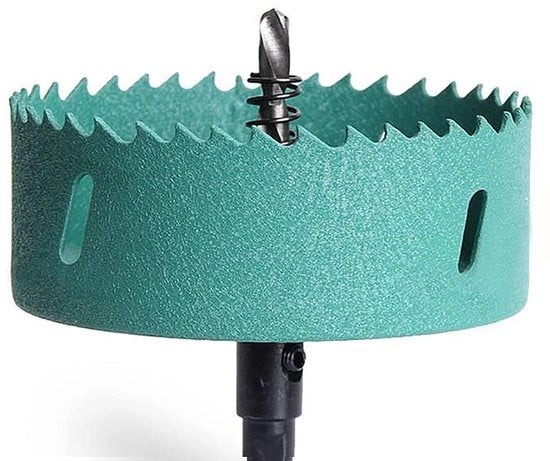 Taglierina a guscio bi-metallico 165mm con punta per legno metallo acciaio inox plastica gesso fibra di vetro 1 pz colore verde
