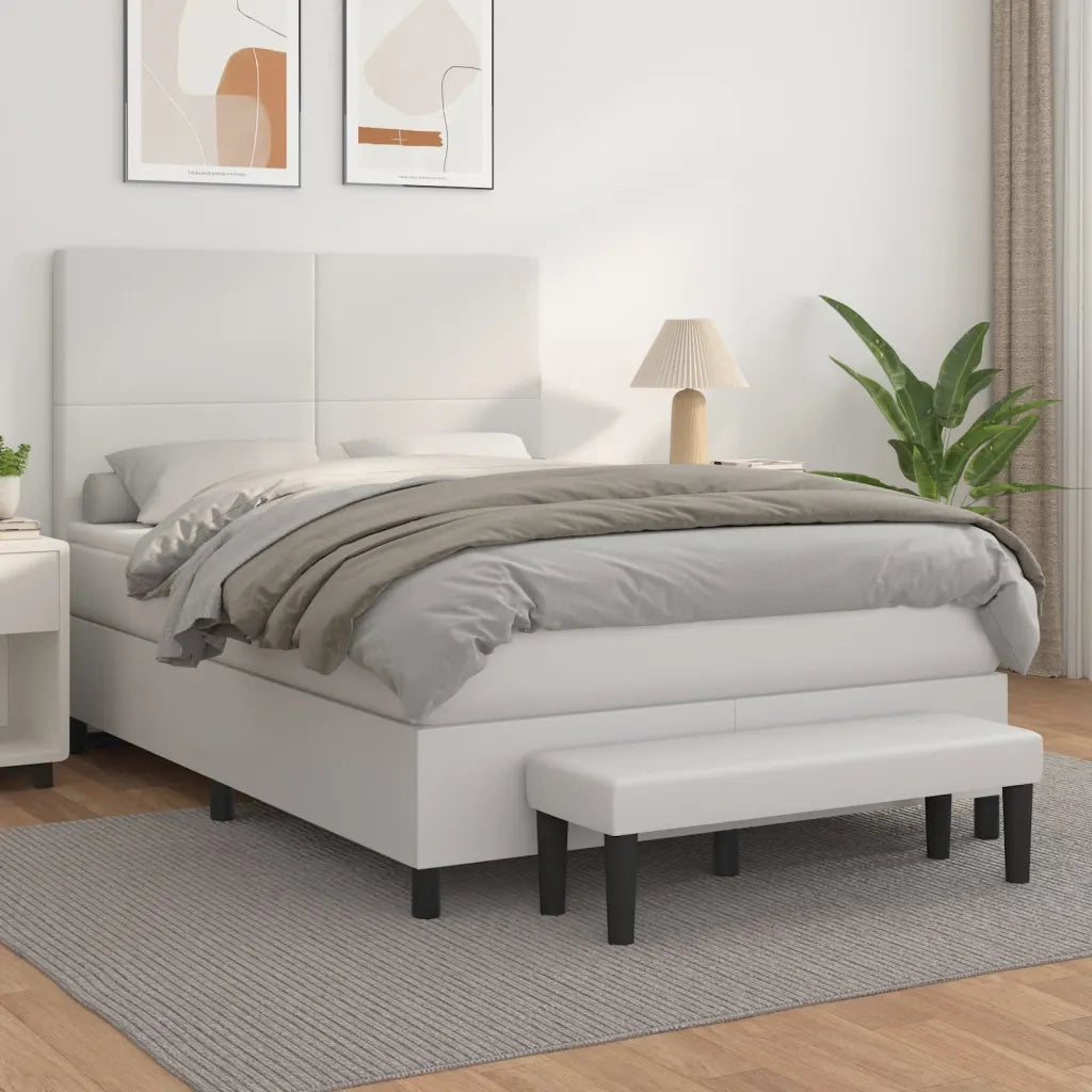 Giroletto a Molle con Materasso Bianco 140x190 cm in Similpelle 3137540