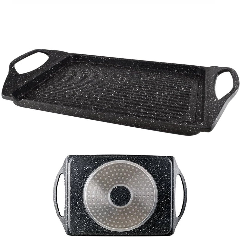 Bistecchiera in Alluminio Pressofuso 35x22cm Antiaderente Induzione Griglia Barbecue